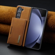 กรณีพับกระเป๋ากระเป๋าสตางค์หนังสุดหรูสำหรับ Samsung Galaxy Z Z Fold 5 4 Fold4พับ Fold5 3 Fold3 5G ฝาครอบโทรศัพท์มือถือช่องเสียบบัตร