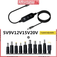 GLO Type C to DC5521 Adapter Cable with Multiple Connectors Option Adjustable Voltag