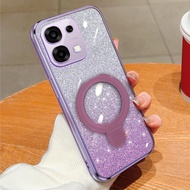 Soft Case Oppo A6 Pro 4G 5G Glitter Premium Wireless Magnetic HolderRing for Mobile Phones