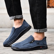 2025 Summer Plus Size Men's Shoes Casual Leather Shoes Men's Low-Top Loafers Hand-Stitched Sneakers 