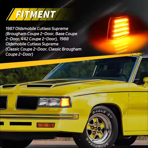 2Pcs For 1987 1988 Oldsmobile Cutlass Supreme Calais 442 GT-350 Front Corner Light Side Marker Light