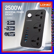Ldnio SC3604C Upgrade 2500W Universal Power Socket With 3 Outlets Socket 3 USB 3 USB-C Port 2Meter E