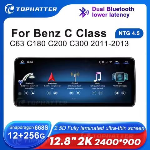 12.8" 2K 2.5D Car Radio For Mercedes Benz C Class W204 S204 CarPlay Android Auto Multimedia Player H