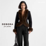 ETHEL COUTURE - Debora Fur Jacket Women's Warm Black Brown Winter Fall Autumn Soft Fur Blazer Outerw