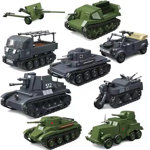 WW2 German Army Military Armament Building Block Infantry Tank M6 Truck Bren Gun Carrier Ordnance QF