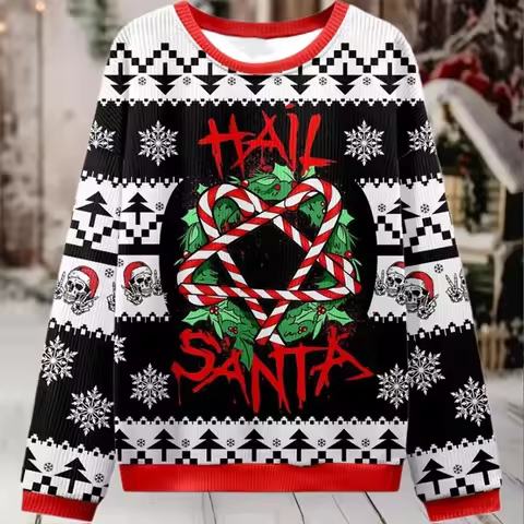 2025 Winter 3D Printed Men's Sportswear, A Fashionable Hoodie That Combines Humorous Santa Claus Mys