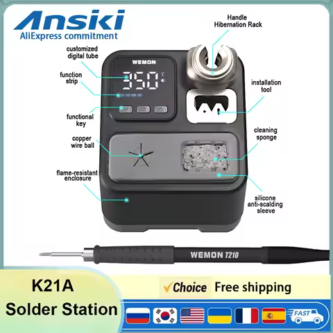 ANSIKI K21A T210 Soldering Station 100-480° Cadjustable for Precision Electronic Welding Rework Stat