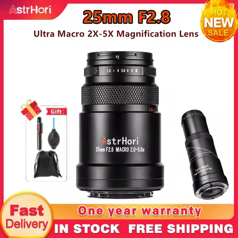 AstrHori 25mm F2.8 2X 5X Full Frame Ultra Macro Lens for Sony E for Canon RF eos r Nikon Z for Leica