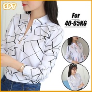 Plus Size M-3XL Baggy Stripe Blouse Women White Korean Style Fashion Casual Office Formal Elegant Te