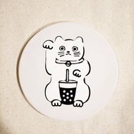 招財貓 喵 貓咪 白貓 陶瓷鍋墊 陶瓷杯墊 陶瓷 耐熱 抗熱 鍋墊