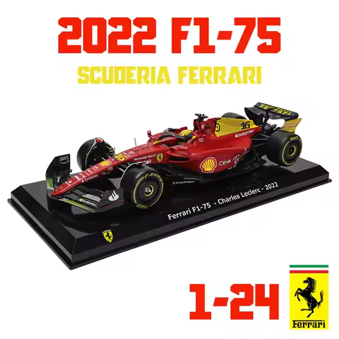 Bburago 1:24 F1 2022 Ferrari F1-75 75th 16# Leclerc 55#Sainz Formula 1 Simulation Alloy Car Model Cr