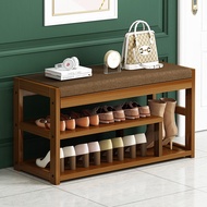 HY-JD Bamboo Tone Coat Rack Shoe Rack Integrated Shoe Changing Stool Clothes Rack Household Bamboo Solid Wood Floor Bedr