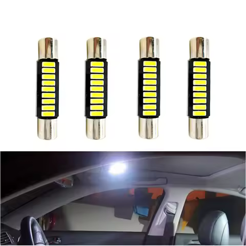4x 28mm 29mm 31mm C5W 9 SMD 4014 LED Lamp Bulb 6614F 6612F For Car Interior Vanity Mirror Sun Visor 