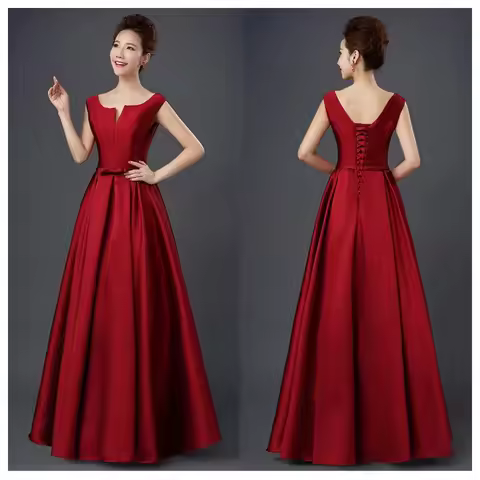 WYHS-80#Evening Dress Long Chorus Costume Banquet Pary Prom Dresses Wholesale Graduation Wine Red Gr