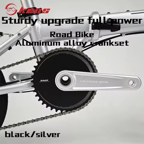 KEOS Road Bike Aluminum 3-Bolt Direct Mount Crankset 165/170mm 24mm Black/Silver Hollow Crank Fit R7