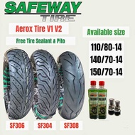 SAFEWAY TIRE SIZE 14 FOR AEROX V1 V2 WITH TIRE SEALANT &amp; PITO