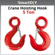 5 TON Crane Hoisting Hook Pulley Lift Pulley Big Eye Hook with Safety Hook 红钢勾