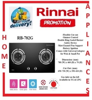 RINNAI 2 BURNER BUILT-IN HOB BLACK TEMPERED GLASS RB-782G | Local Warranty | Express Free Delivery