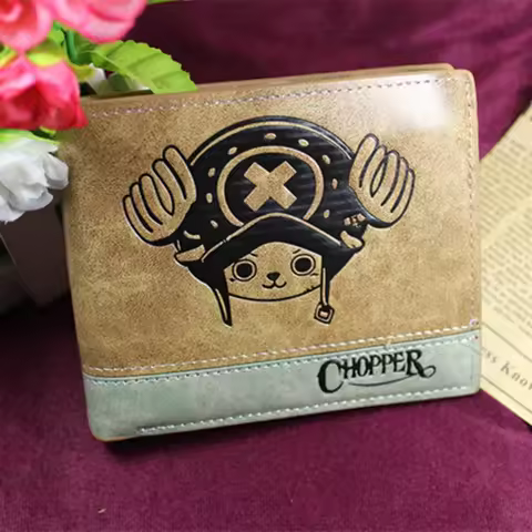Anime One Piece PU Cartoon Animation Wallet - Boys' Short-Sleeved Wallet - Portable Leather Pouch