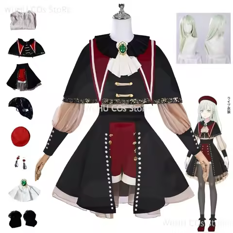 Anime BanG Dream! It's MyGO!!!!! Mutsumi Wakaba Cosplay Costume Ave Mujica Wig Black Red Cloak Lolit