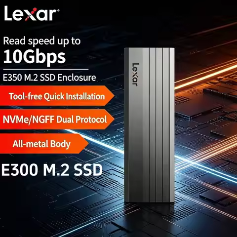 Lexar E300 SSD Enclosure USB 3.2 Gen2 10Gbps,Tool-Free M.2 NVMe External Box Aluminum Heat Dissipati