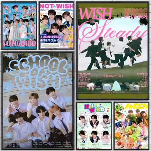 Idol NCT WISH Poster Poster Wall Sticker Waterproof Self Adhesive HD Art Bedroom Bar Decor