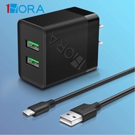 1 HORA Charger 12W 2 Ports USB with 2.4A Charger Cable Micro Mobile For Cellphone fantech