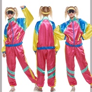 Women Halloween Retro 1970s Disco Hippies Cosplay Costume Hip Hop Jazz Dance Performance Outfit Long