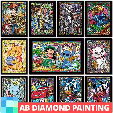 AB DIY Diamond Painting kit Disney Mickey Mouse Dumbo Cars Full Square Round Diamond mosaic embroide