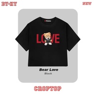 Áo thun croptop nữ HY KOREA in Bear Love 1273 tay ngắn