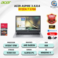 Laptop Acer Aspire 3 Slim A314 Ryzen 7 5700 8GB 512GB SSD 14.0Fhd