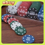 100pcs Poker Chip Texas Hold'em Mahjong Card Games Portable Round Chips Casino Gaming Token Coins