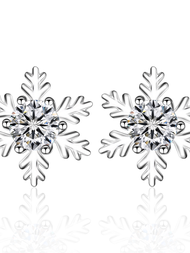 KAFANDENG | Diamond Earrings Silver 18K Gold PT950 Platinum Snowflake Design