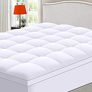 MASVIS 4 Piece Queen Size Mattress Topper Set - Soft Bed Sheets Set - Extra Thick Mattress Pad Cover for Back Pain - Overfilled Plush Pillow Top with 8-21 Inch Deep Pocket - White