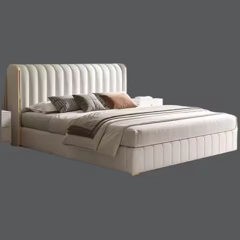 hot sale Purple Simple Double Bed Custom White Fabric Modern Storage Loft Beds Bedroom 180X200 Cm