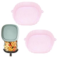 2Pcs Air Fryer Pot Silicone Mold Airfryer Oven Baking Tray Pizza Fried Chicken Reusable Pan Airfryer