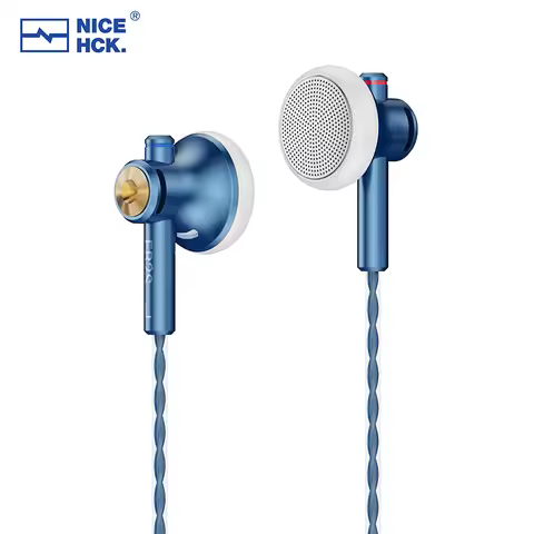 NICEHCK EB2S Pro 3.5mm Plug Microphone Flat-Head Earbud HiFi Wired Earphone 15.4mm LCP Dynamic Music
