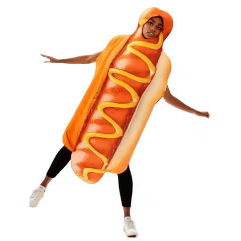 Funny Food Cosplay Halloween Costume Adult Family Fancy Dress Sausage Hot Dog Carnival Party Outfit 