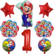 NEW 26pcs/set Super Mario Balloons 30 inch Number Balloons Boy Girl Birthday Party Mario Luigi Bros Mylar Blue Red Balloon Set Decor