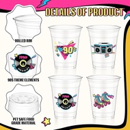 Pickmesh 50 Pcs 90s Theme Party Decorations Back to 90's Plastic Cups Hip Hop Party Supplies 12 oz T