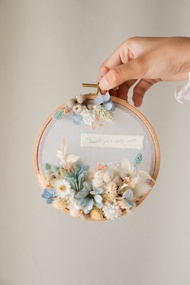 | 夏日限定 | - 手寫情詩 (小) - 乾燥花 刺繡框 掛飾 花圈 七夕