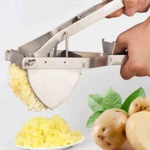 Potato Squeezer Stainless Steel Potato Ricer Hand Press Silver Potato Masher Potato Crusher Manual J