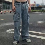 ⊕ Emo Men 39s Fashion Casual Streetwear Baggy Jeans Male Denim Pants Alt Black Wide Leg Jean Loose K