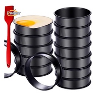 【caesarA8】16Packs English Muffin Rings Crumpet Rings NONSTICK -Stainless Steel Double Rolled Tart Ri