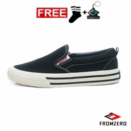 Fromzero - Sepatu Slip On Kasual Sepatu Santai Aransa klament Black White 36 - 45