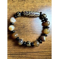 9-eye d zi bracelet with 10mm brown agate dzi pattern_ PU 4u_ protective energy