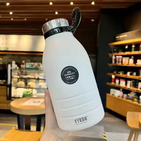 1500ml 1900ml Outdoor Thermos Kettle Water Bottle With Straw Handle Sports Fitness Vacuum Flask Stai