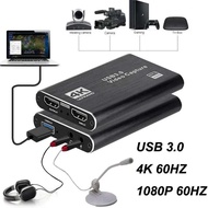 USB3.0 Videocapture Card 4K 60hz Loop Mic USB 2.0 1080P HDMI Audio Video Recording for PS4 Game TV B