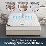 【Home】Euro Top Pocketed Spring Cooling Mattress 25cm / 10' CoolMax® Foam Latex Pocketed Spring Mattr