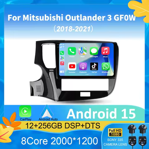 Android 15 Carplay Auto 2K Screen Multimedia Car Radio Player For Mitsubishi Outlander 3 GF0W GG0W 2